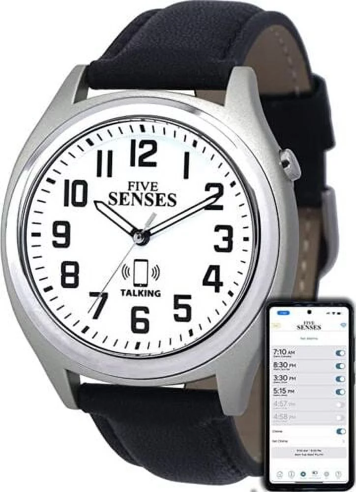 FIVE SENSES - Bluetooth Atomic Talking Watch for Visually Impaired - App Controlled 2nd Gen Atomic Wrist Watch for Blind and Seniors with Large Numbers (Model 1739A)
