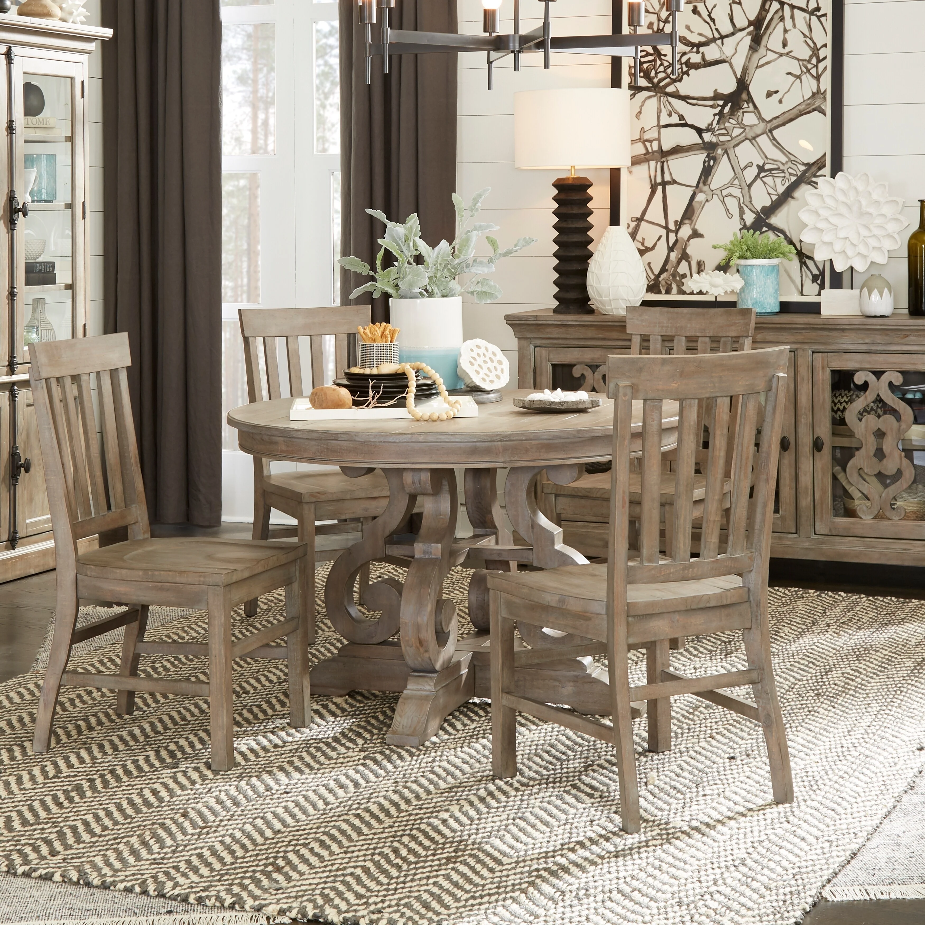 The Gray Barn  Manderley Traditional Dove Tail Grey 48-inch Round Dining Table - dove tail grey - dove tail grey