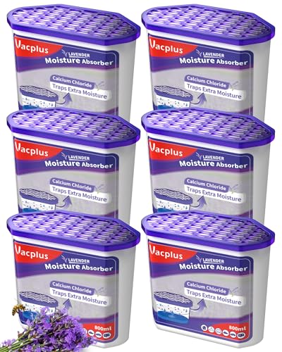 Vacplus Moisture Absorbers 6 Pack, 10.5 Oz Portable Humidity Absorber Boxes for Your Bathroom, Closet & Car, Dehumidifier with Lavender Fragrance, Purple