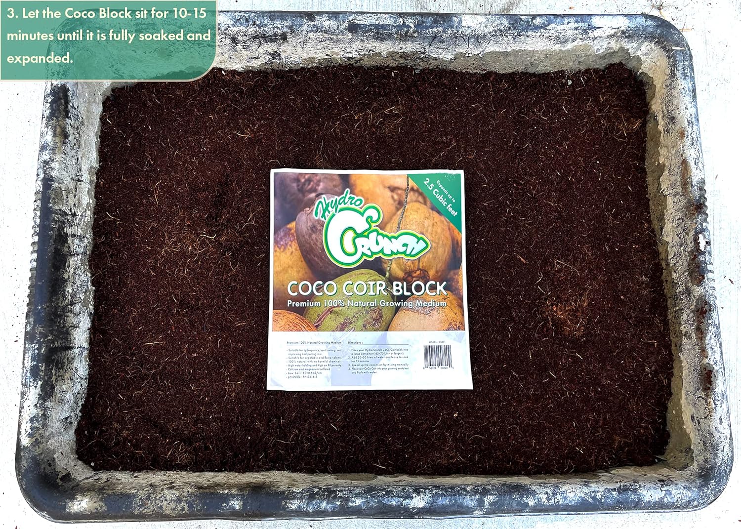 Hydro Crunch CB801-2PK Coco Coir Block 2.5 Cubic Ft Block (2-Pack), Brown