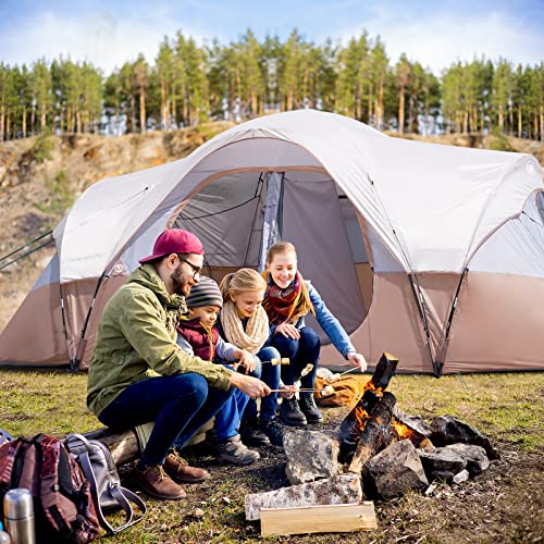 UNP Camping Tent 10-Person-Family Tents, Parties, Music Festival Tent, Big, Easy Up, 5 Large Mesh Windows, Double Layer, 2 Room, Waterproof, Weather Resistant, 18ft x 9ft x78in
