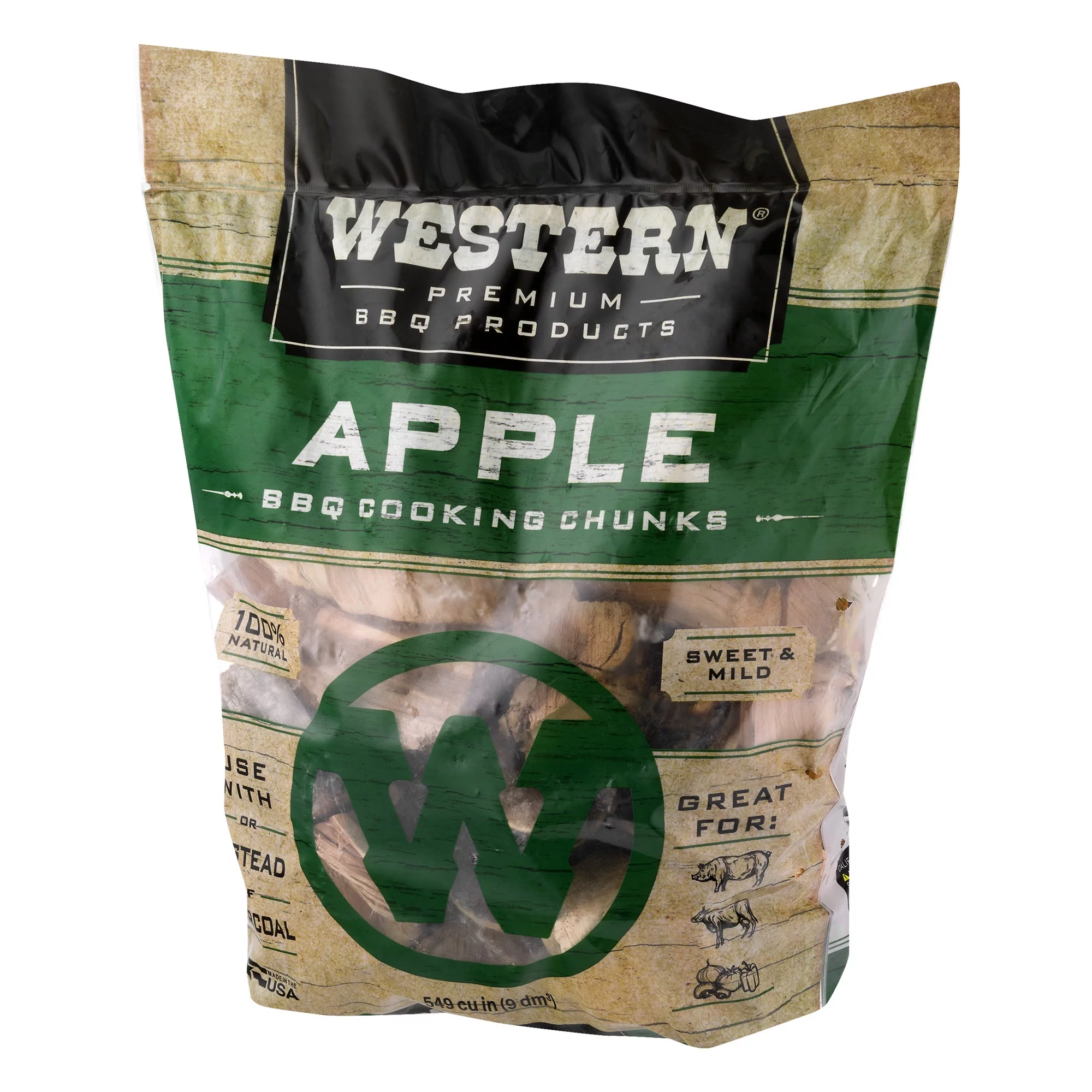 Western Premium BBQ Products Apple BBQ Cooking Chunks, 549 Cu in