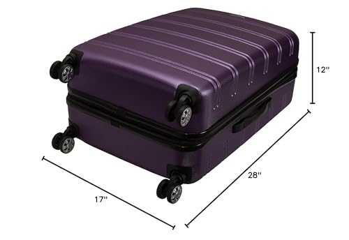 Rockland Melbourne Hardside Expandable Luggage with Spinner Wheels, Blue, Checked Large 28