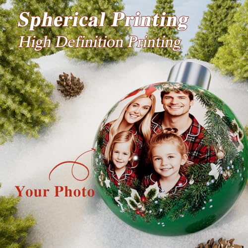 Bemaystar Personalized Photo Christmas Ornaments 2025 - Custom Christmas Ball Ornaments, Customized Ornament for Xmas Gifts for Mom Dad Kids Pets Friends