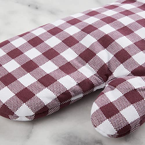 KitchenAid Gingham Oven Mitt 2-Pack Set, Passion Red, 7
