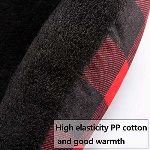 Hollypet Printed Flannel Rectangle Plush Dog Cat Bed Self-Warming Pet Bed, Christmas Red and Green Check