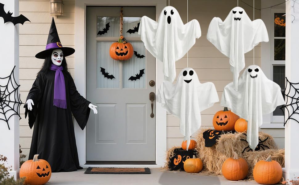 4 Pack Halloween Hanging Ghosts, 27.5