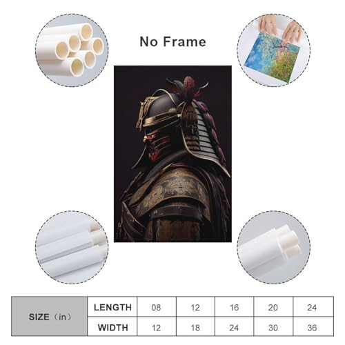 Japanese Samurai Helmet Decorative Art Poster, Warrior Armor Mask Canvas Print Decoration, Room Wall Decoration Art1 Canvas Painting Wall Art Poster for Bedroom Living Room Decor 08x12inch(20x30cm) Fr