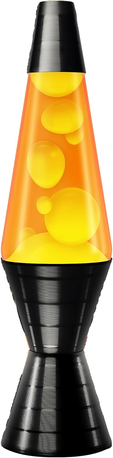 Lava® Lamp - 14.5'' Vinyl Record Grooved Base - The Original Motion Light - Yellow Wax and Orange Liquid - Item #2017