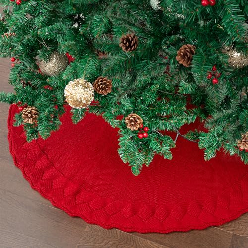 Mr. Pen- Christmas Tree Skirt 48 inches, Knitted Christmas Skirt Tree, Xmas Tree Skirt
