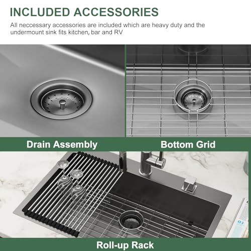 25 Inch Utility Laundry Sink Drop In 16 Gauge Stainless Steel Single Bowl Laundry Room Sink Laundry & Utility Room Kitchen Sinks 25