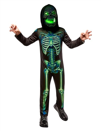 Rubies Child's Neon Skeleton Costume Jumpsuit and Light Up Mask