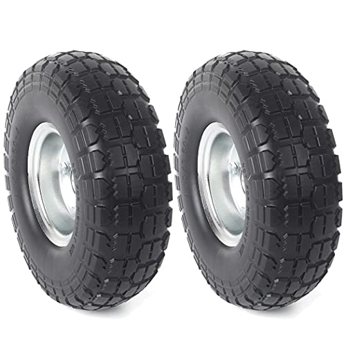 AR-PRO (2-Pack) 10-Inch Solid Rubber Tire Wheels - Replacement 4.10/3.50-4
