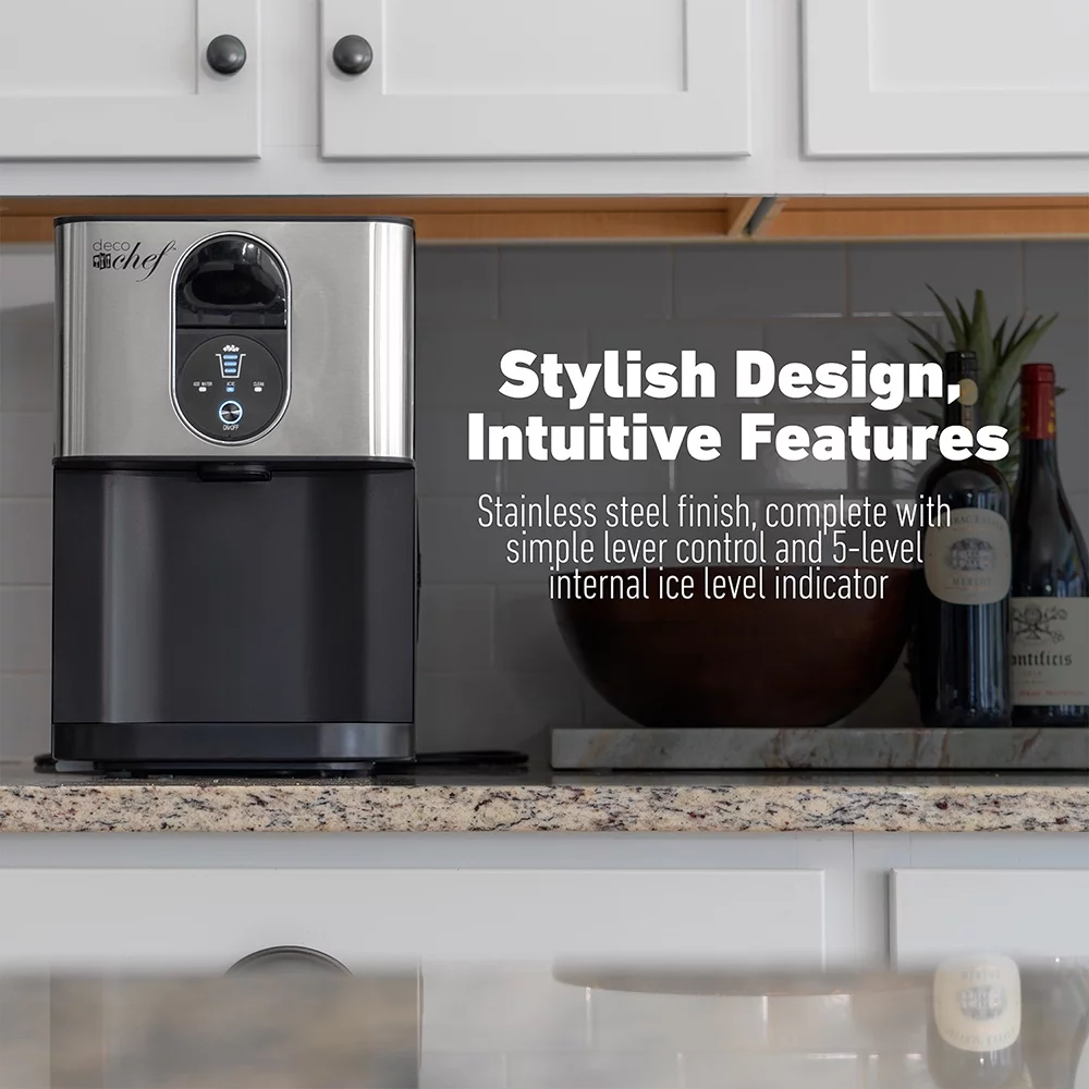 Open Box Deco Chef Self Dispensing Nugget Ice Maker Countertop, 46LB Per Day Automatic Chewable Ice, 1.8LB Per Hour