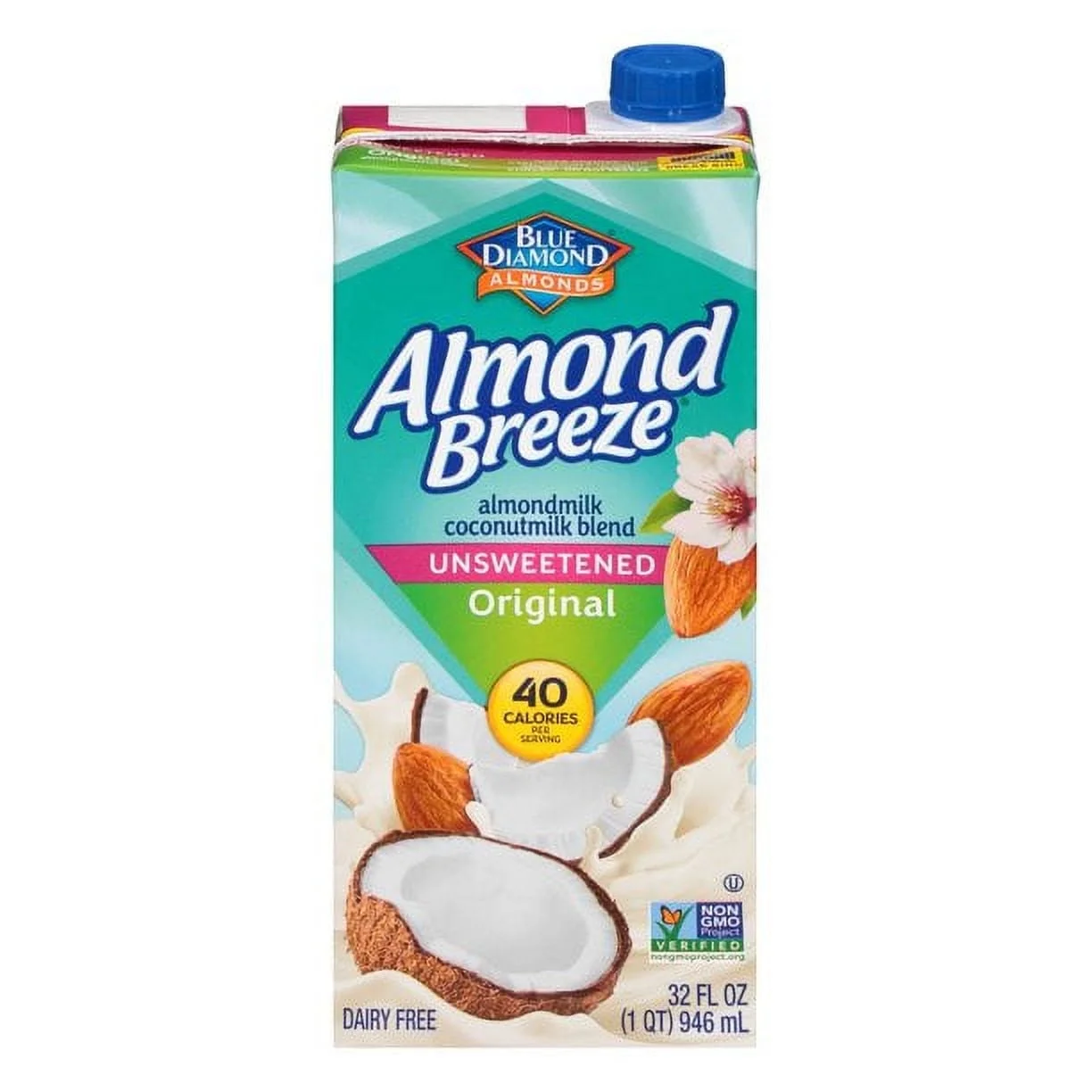 Blue Diamond Almond BreezeAlmond Coconut Blend Unsweetened Original 32 fl oz Pack of 4