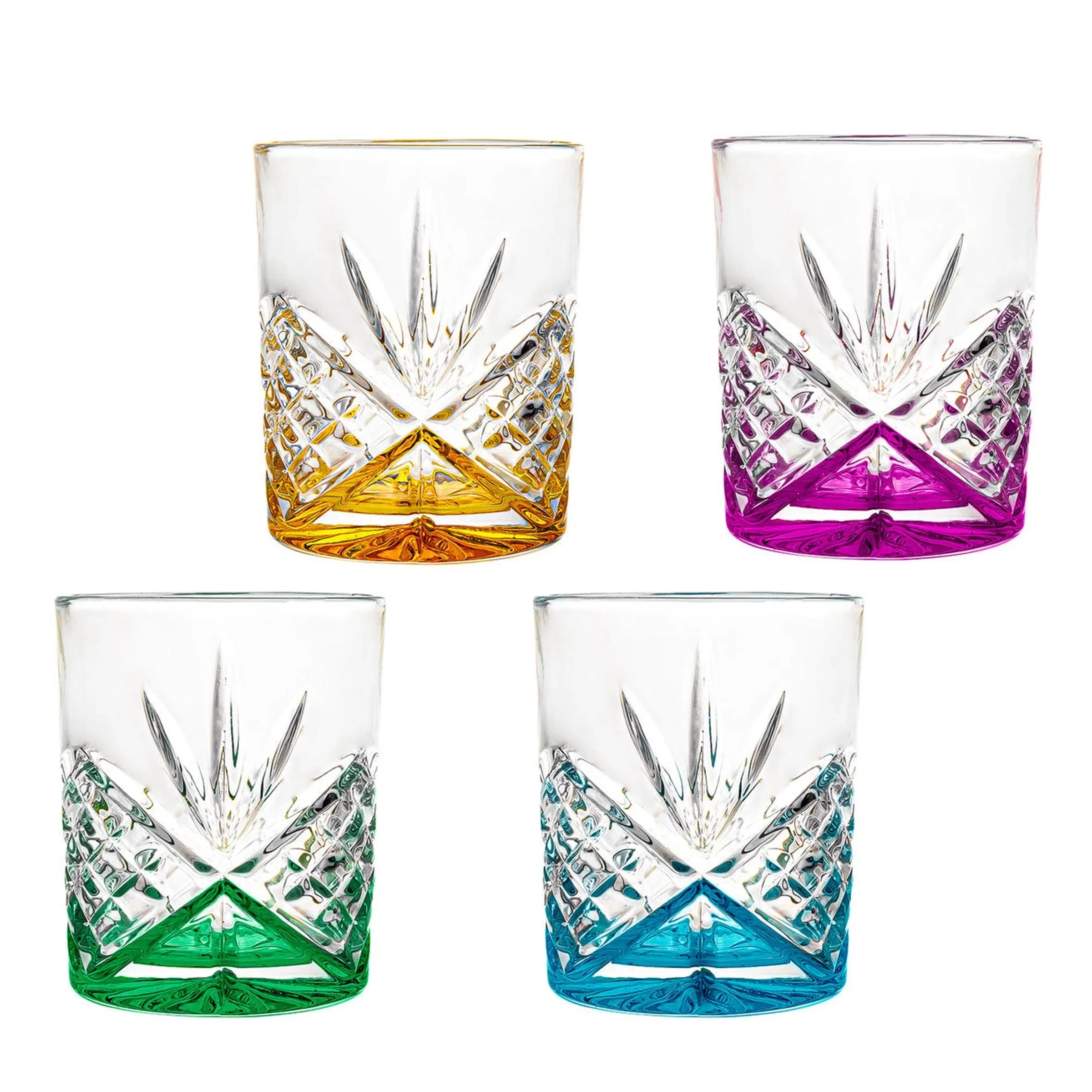 Dublin Crystal Rainbow Whiskey Glass 11oz, Set of 4