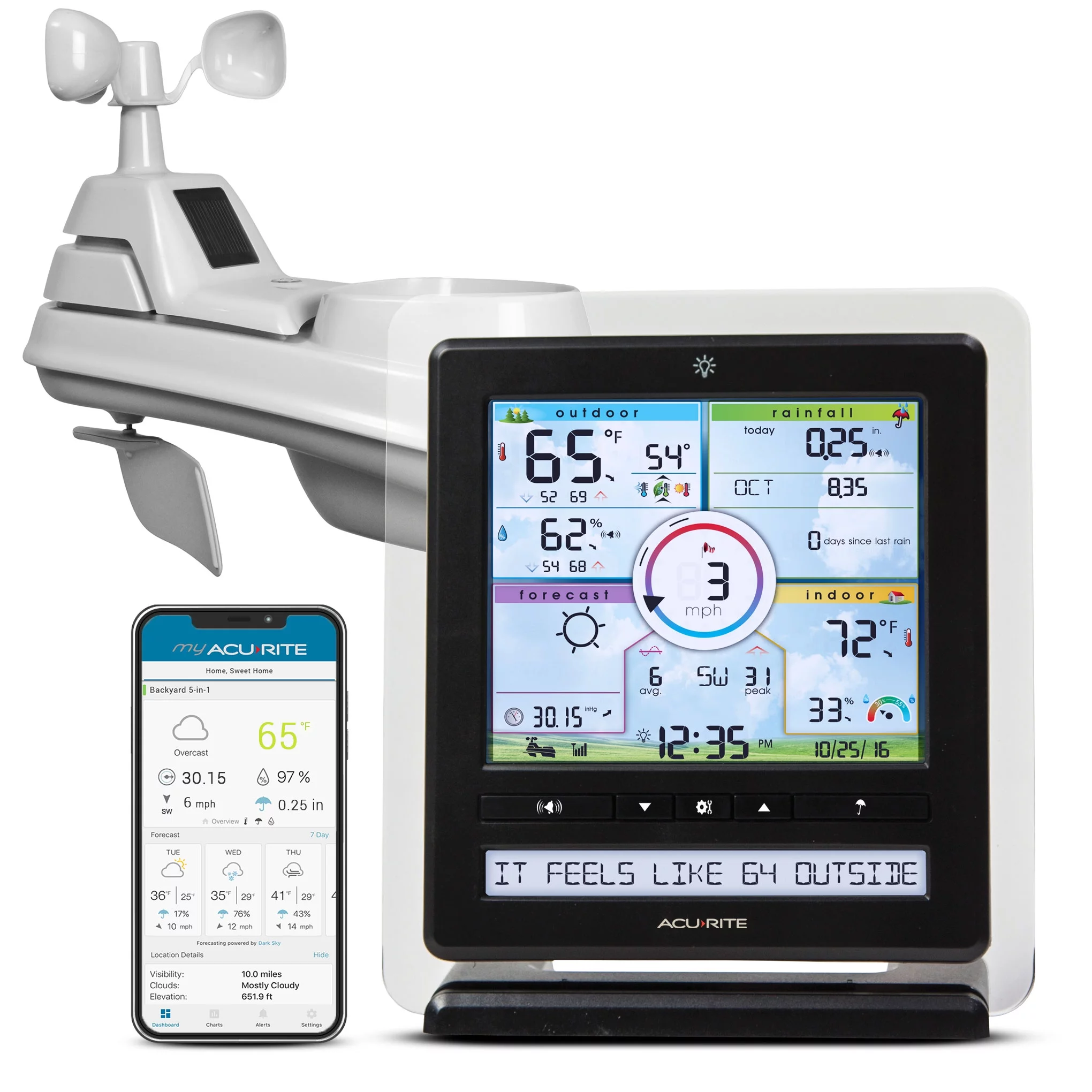 AcuRite Iris (5-in-1) Wireless Indoor/Outdoor Weather Station with Remote Monitoring (01536M)