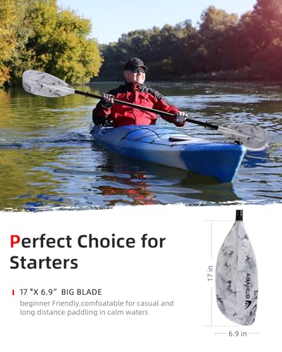 Abahub Adjustable Kayak Paddle 210-230 cm/ 230-250 cm Floating Kayaking Oars Boating Oars Canoeing Oars Black