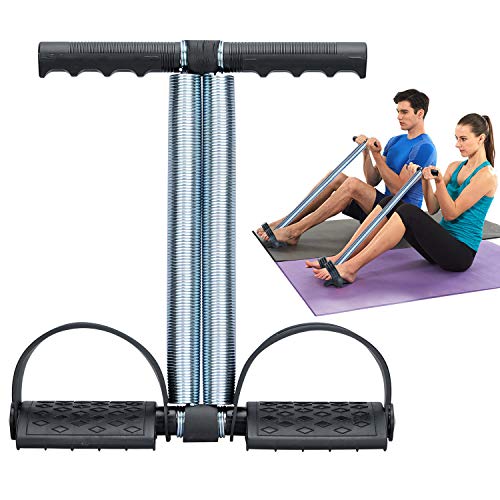 Elastic Sit Up Equipment, Pull Rope Dual Spring Tension Foot Pedal Sit Up Equipment for Abdominal, Leg Exerciser Tummy Trimmer Sport Fitness Slimming Training Bodybuilding at Home Gym