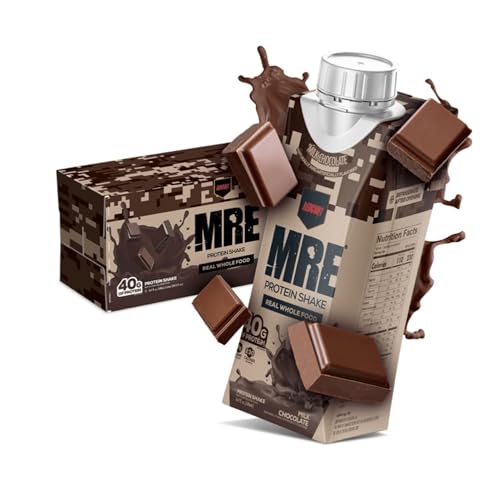 REDCON1 MRE Ready to Drink Protein Shakes, Cookies & Cream - Lactose + Whey Free RTD Protein Made with Real Whole Food Protein Blends - Keto-Friendly and Easy to Digest Nutritional Shake (12 Pack)