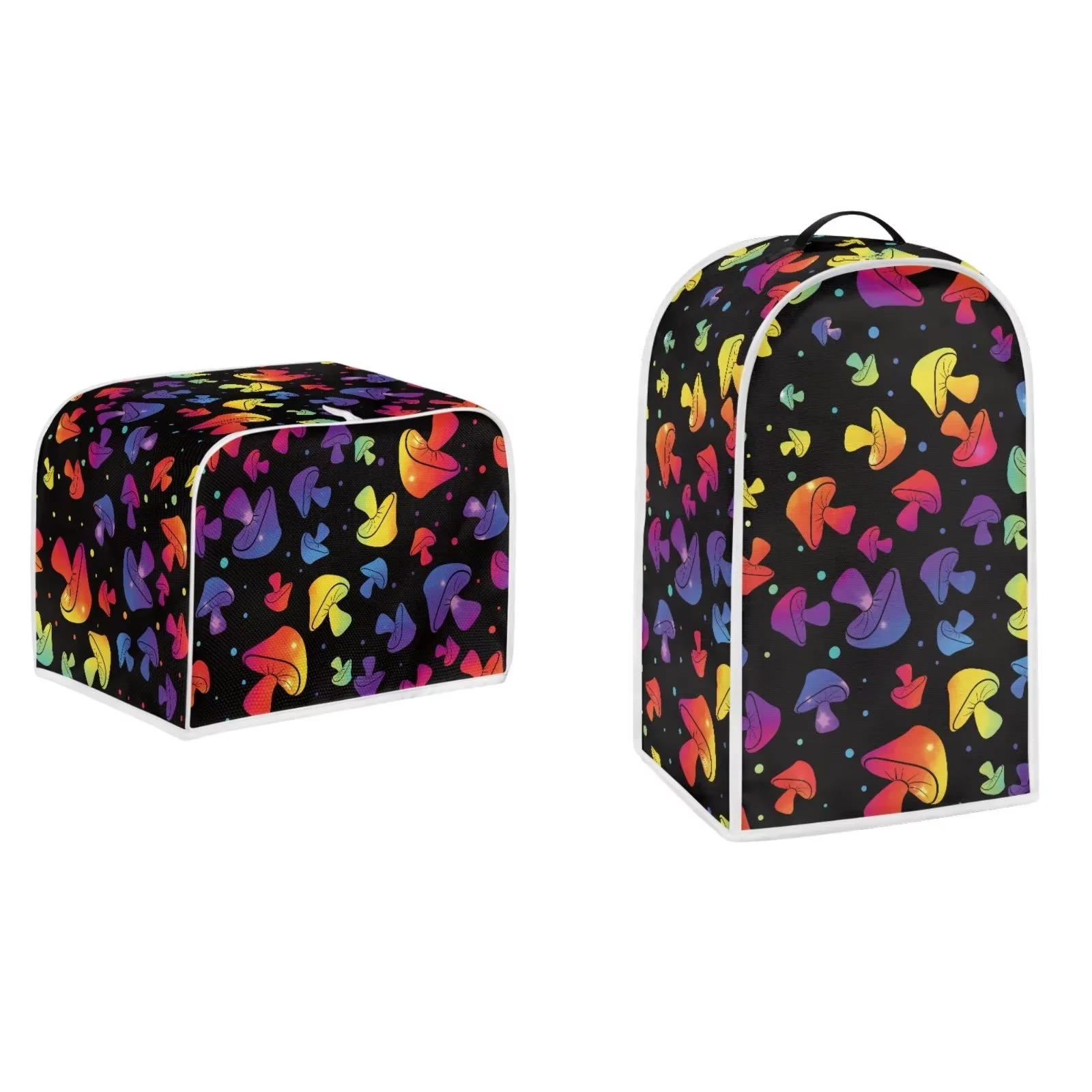 NETILGEN Mini Colorful Hippie Mushrooms Blender Cover Dust Cover Stand Mixer Juicer Cover Oil-Proof 2 Slice Toaster Cover Kitchen Appliance Cover Suit of 2