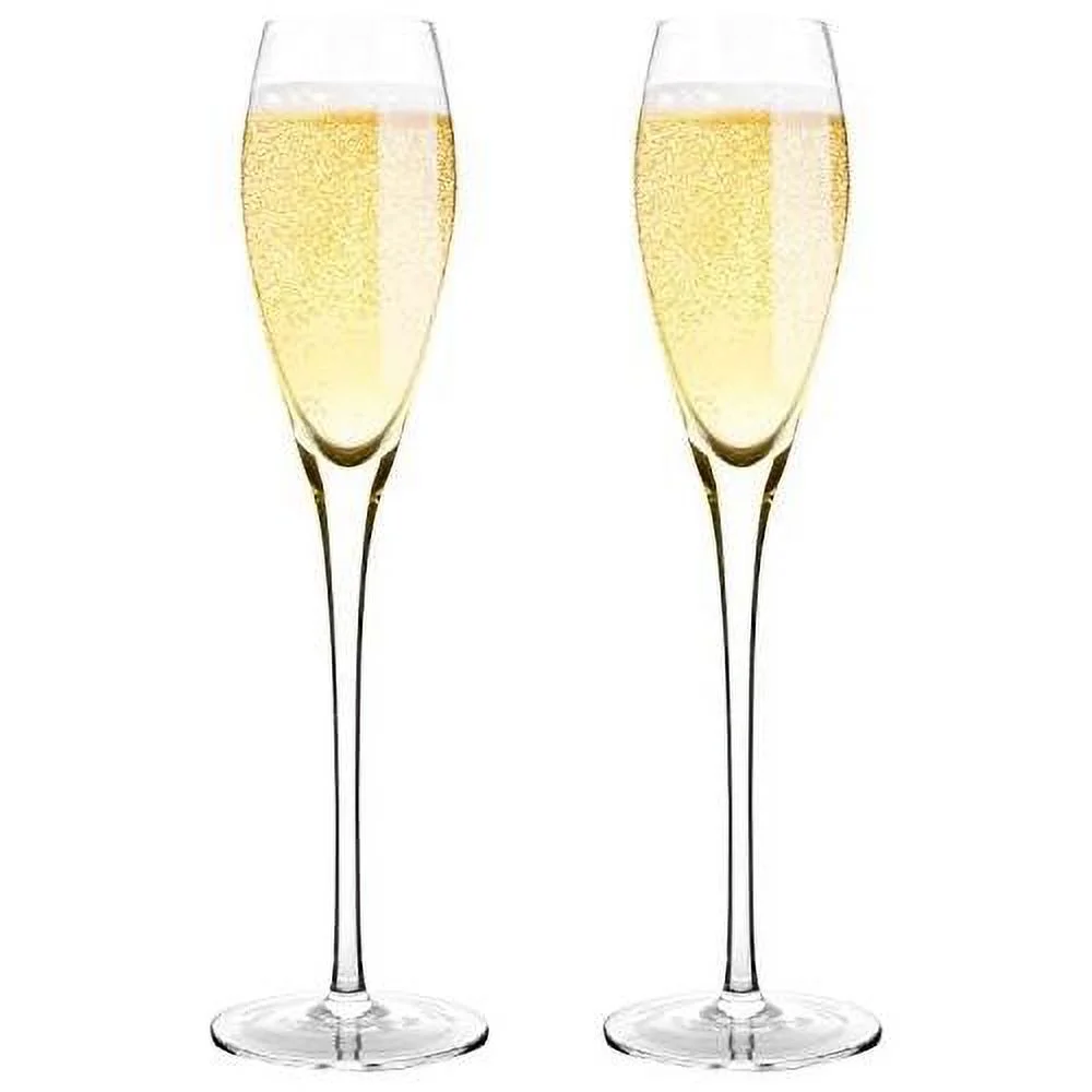 Hand Blown Crystal Champagne Flutes - Standard Champagne Glasses Made From Premium Crystal Glass, Great Gift, 10.5