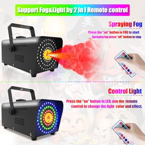 IMONE Smoke Machine with 72 LED Lights, Fog Machine with Remote Control, 500W and 2000 CFM Spray, Perfect for Wedding, Halloween, Party and Stage Effect