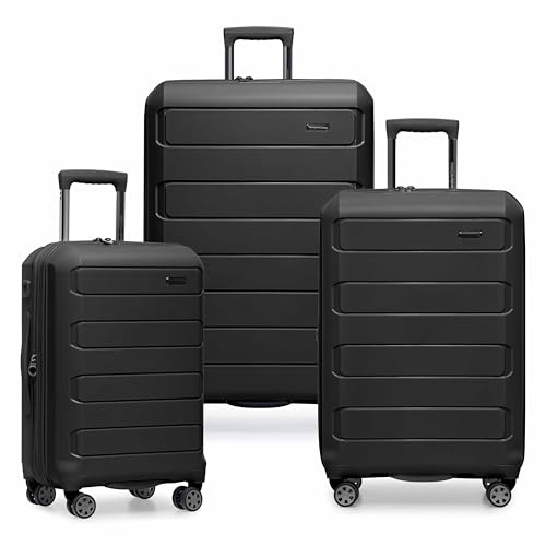 Traveler's Choice Pagosa Indestructible Hardshell Expandable Spinner Luggage, Black, 22