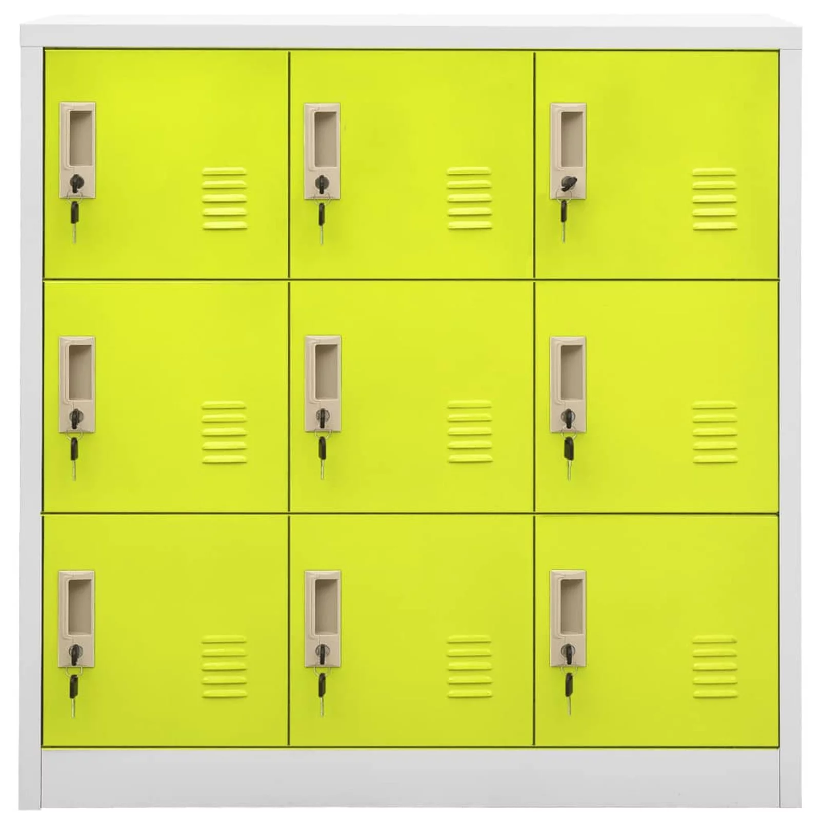 Anself Locker Cabinet with 9 Lockable Storage Cabinets Steel File Cabinet Green for Office, Living Room, Bedroom, Home Furniture 35.4 x 17.7 x 36.4 Inches (W x D x H)