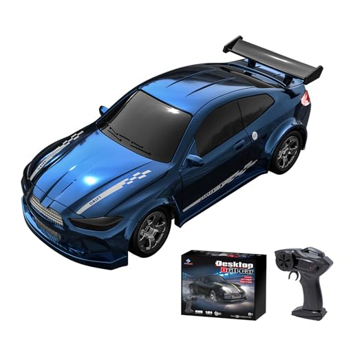 Desktop Mini Size 1:64 Scale 4WD RC Drift Car with Skill-Building Drift Control & LED Lights – Learn Drift Techniques, Fast Charge, Adjustable Throttle, 2.4GHz Remote – Gray