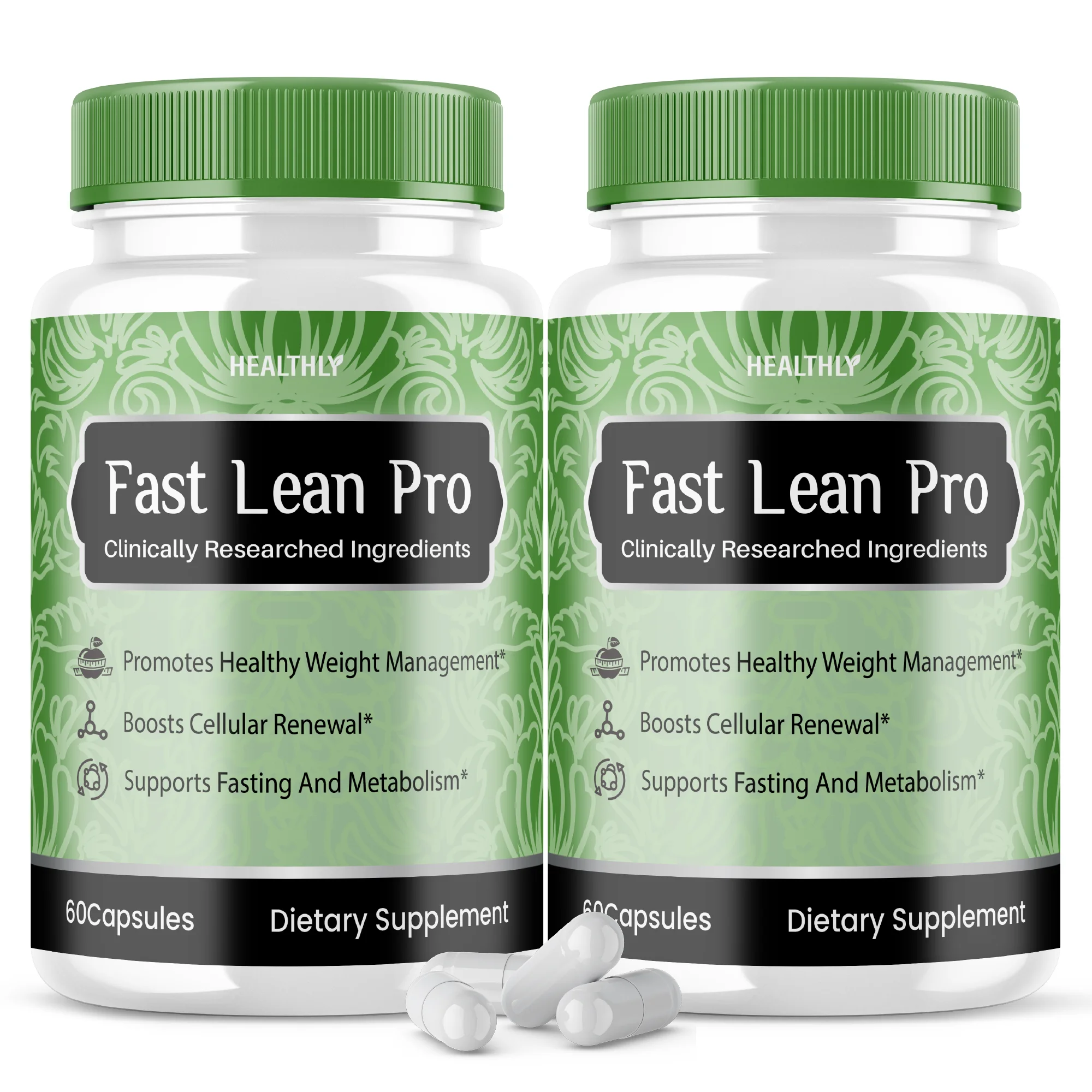 (2 Pack) Fast Lean Pro Supplement Fast Lean Pro Weight Loss Capsules Advanced Formula (120 Capsules)