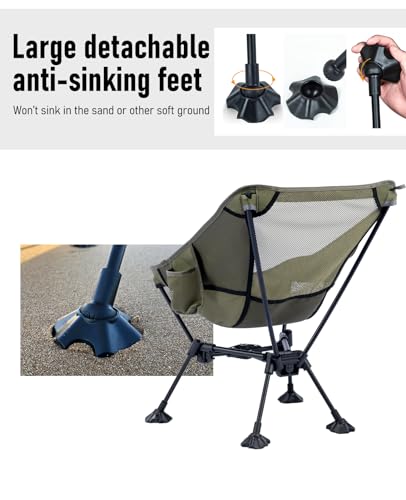 iClimb Ultralight Compact Camping Folding Beach Chair with Anti-Sinking Large Feet