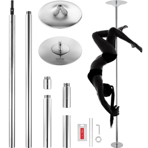 VEVOR Professional Dancing Pole, Spinning Static Dancing Pole Kit, Portable Removable Pole,Heavy-Duty Stainless Steel Pole, Height Adjustable Fitness Pole, for Exercise Home Club Gym