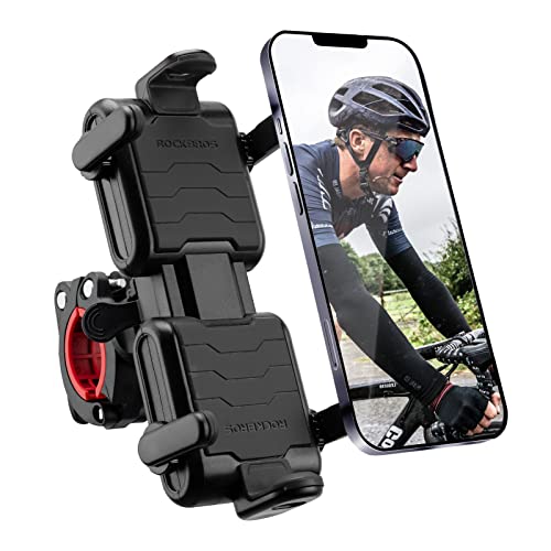 ROCKBROS Bike Phone Holder- Adjustable Motorcycle Phone Mount Handlebar Clip for Bicycle Scooter, Cell Phone Clamp for 4.1