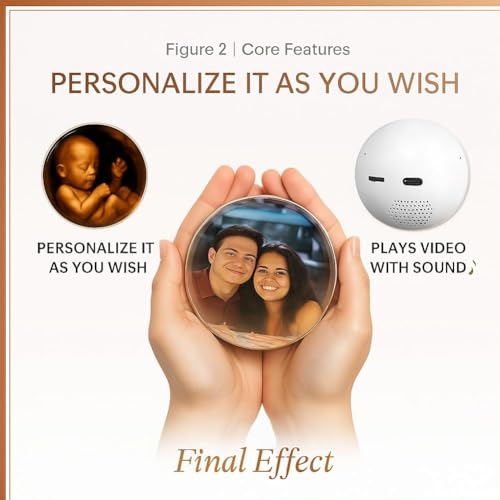 Lumiorb Wifi Crystal Ball Lamp Replaceable Photos– 3d Crystal Ball Video Player with Led Light, Personalized Digital Memory Display, Plays Ultrasound, Family Milestones & Special Moments (White)