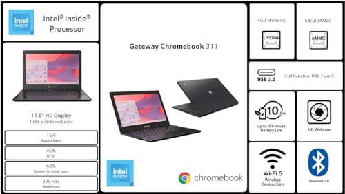 Acer Gateway Chromebook 311 CBO311-1H-C1MX Laptop | Intel Celeron N4500 | 11.6