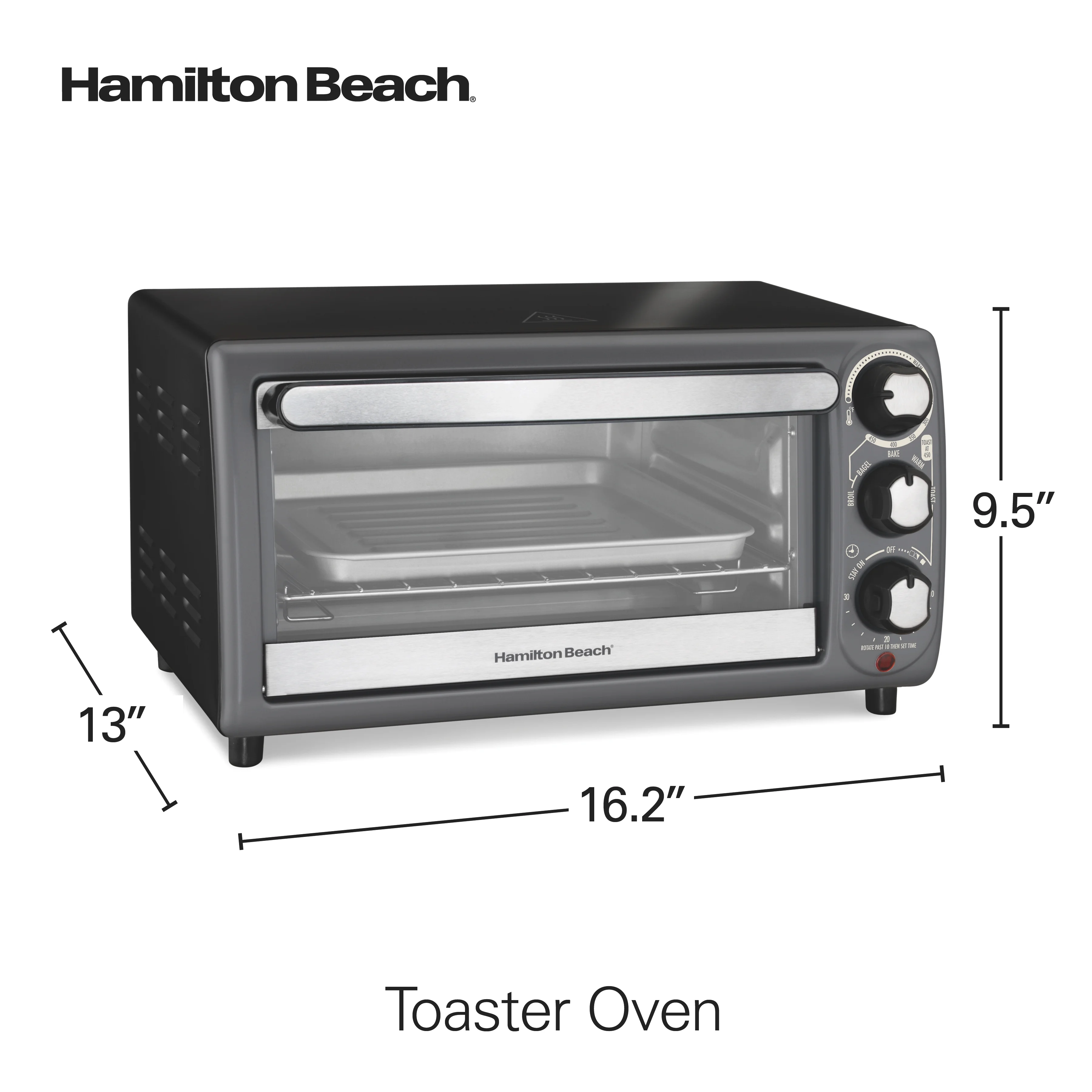 Hamilton Beach Toaster Oven, Black with Gray Accents, 31148