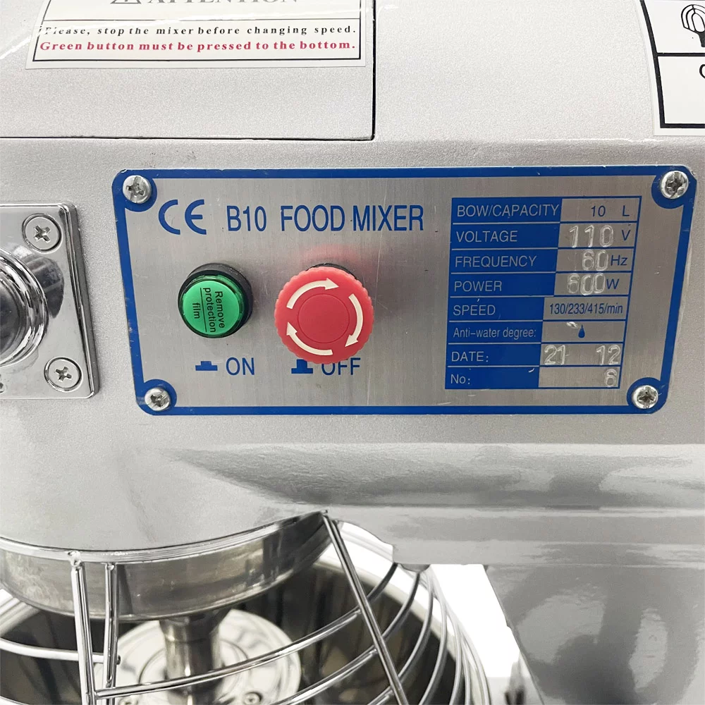 INTSUPERMAI Dough Kneading Machine Commercial Food Mixer 10L Gear Driven Bakery Blender