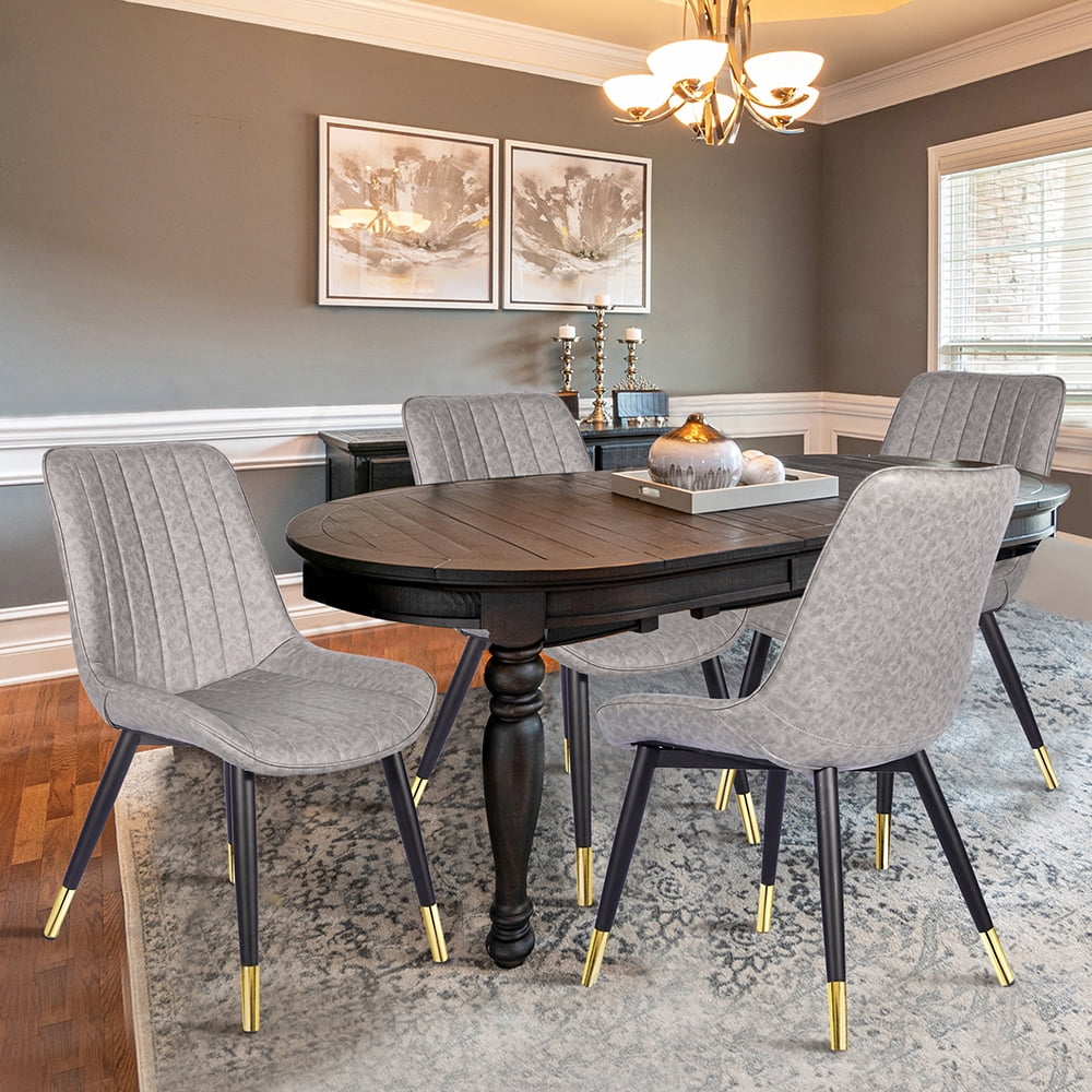 GIA Design Group Furniture Retro Gray Upholstered Leather Dining Chairs , Set of 4