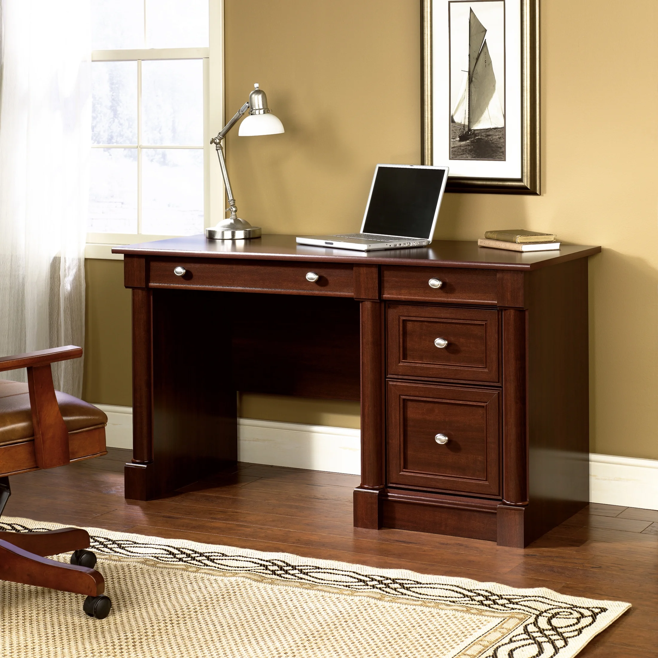 Sauder Palladia Computer Desk with Storage, Select Cherry Finish