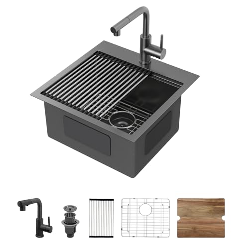 25 Inch Utility Laundry Sink Drop In 16 Gauge Stainless Steel Single Bowl Laundry Room Sink Laundry & Utility Room Kitchen Sinks 25