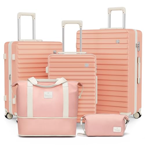 imiomo 20 Inch Expandable Carry on Luggage Sets with Spinner Wheels, Hard Shell Lightweight Rolling Travel Carry-on Suitcase with TSA Lock, Black