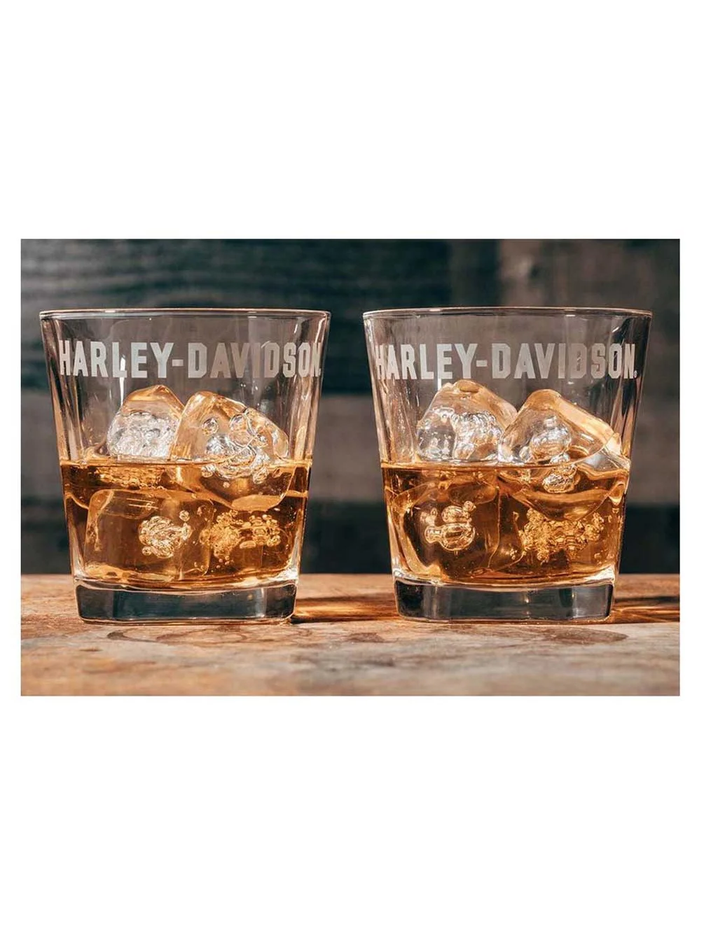 Harley-Davidson Etched H-D Logo Rocks Glass Set, Set of Two 8 oz. Glasses, Harley Davidson