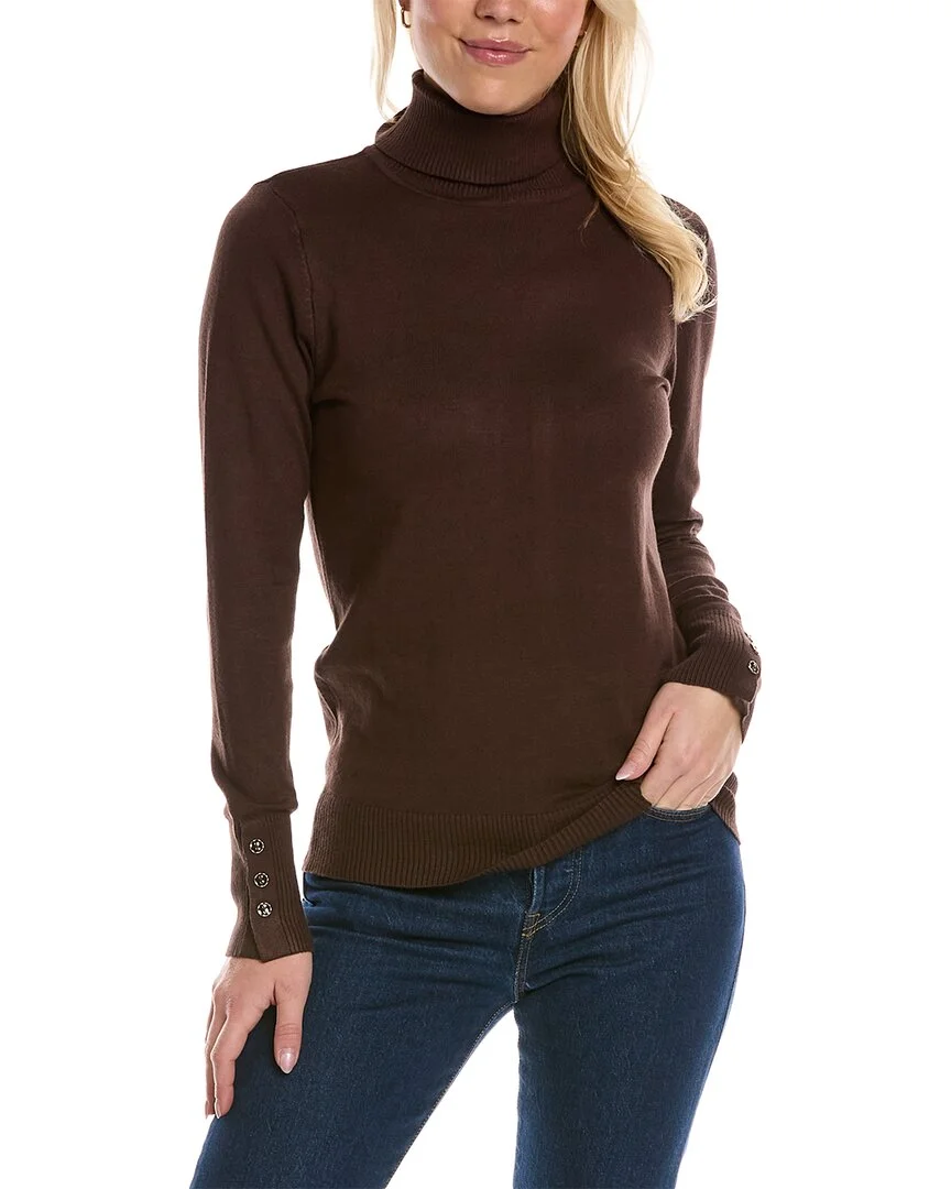 Joseph A. womens  Button Cuff Turtleneck Sweater, L