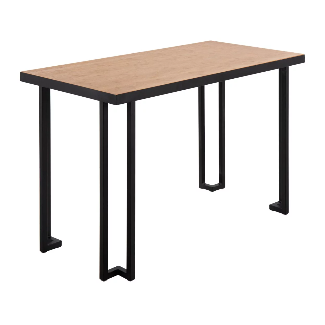 Home Roman Industrial Desk In Black Steel With Natural Wood Top