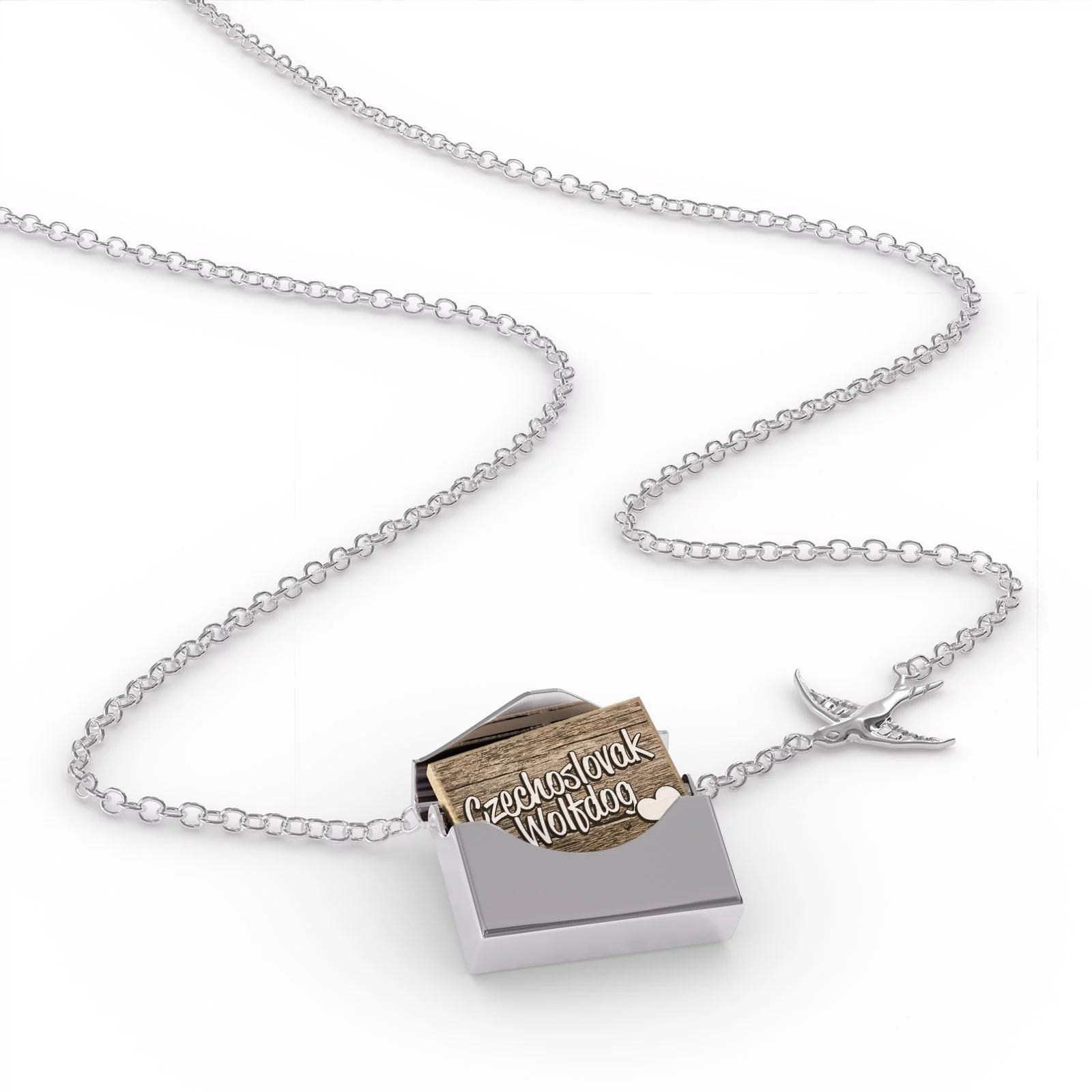 Locket Necklace Czechoslovak Wolfdog, Dog Breed Czechoslovakia in a silver Envelope Neonblond