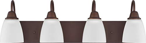 HomePlace Lighting 115141BZ-337 Trenton Traditional Acid Washed Glass Bathroom Vanity Wall Light, 4-Light 400 Total Watts, 9