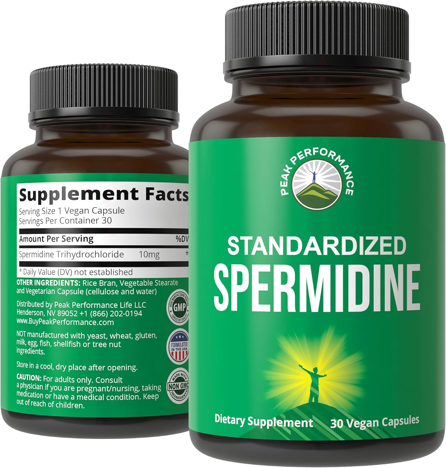 Spermidine Supplement Ultra High Strength Standardized to 99% Spermidine Trihydrochloride. More Potent Than Wheat Germ Extract. Vegan Capsules for Healthy Aging, Longevity. USA Tested Supplements