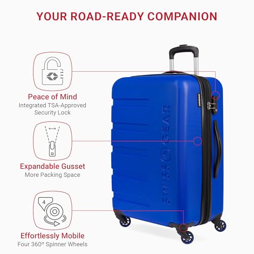 SwissGear 7366 Hardside Expandable Luggage with Spinner Wheels, White, Carry-On 19-Inch