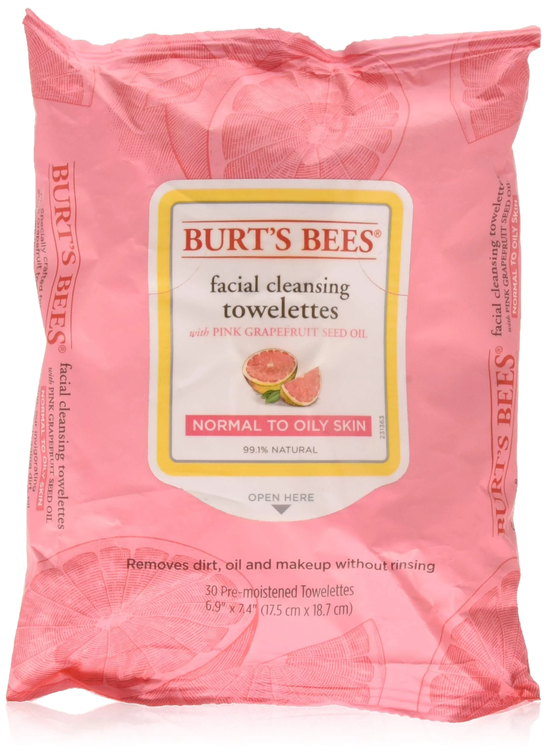 Burts Clnse Towelette Gra Size 30Ct Burts Cleasing Towel Pink Grapefruit 30Ct